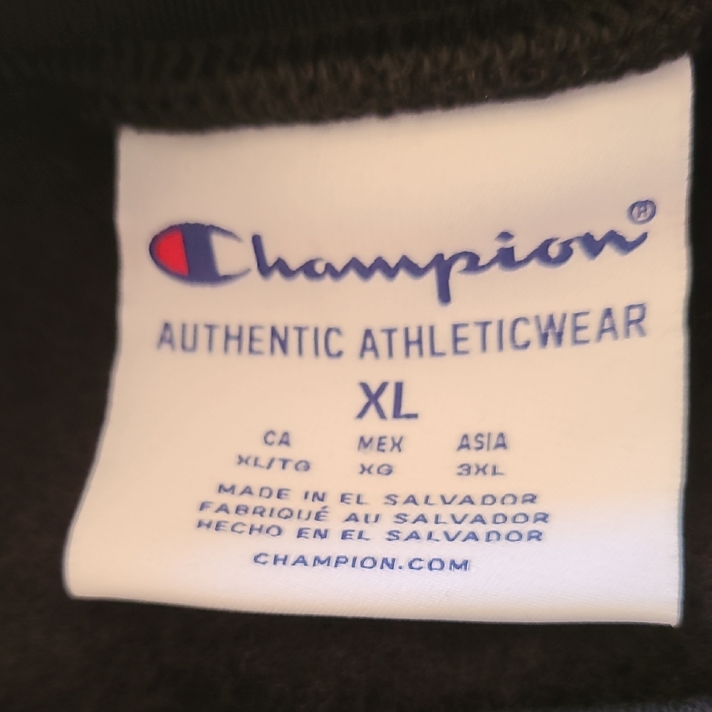 Champion Black Crewneck Sweater with Purple Graphic - Picture 5 of 7